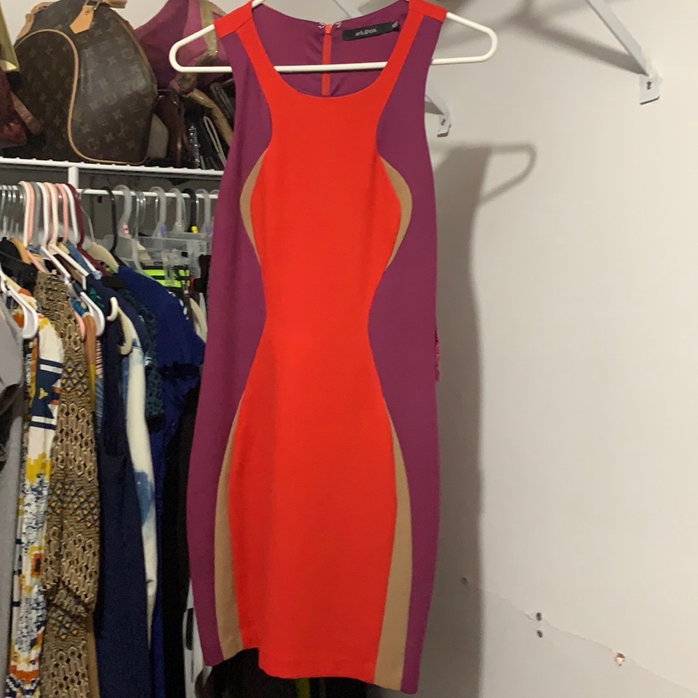 Form fitting Purple and Fuchsia mini dress
